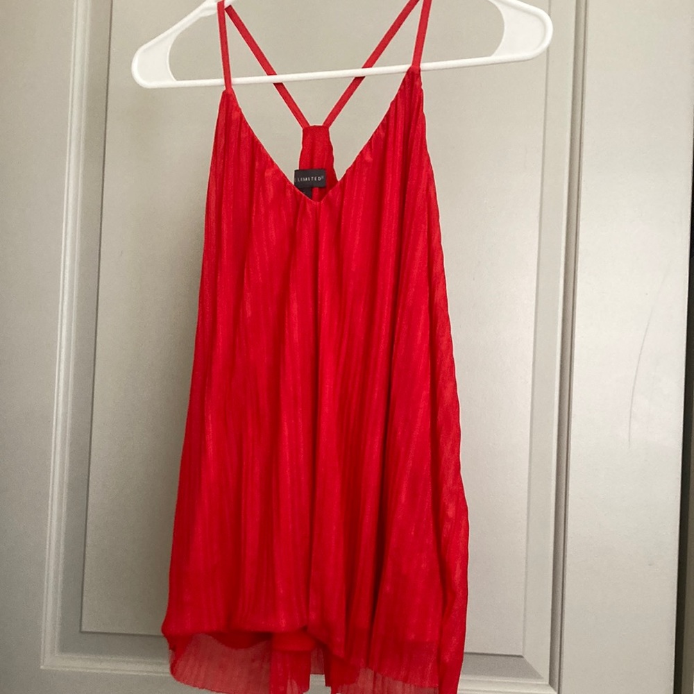 Red pleaded tank The Limited
